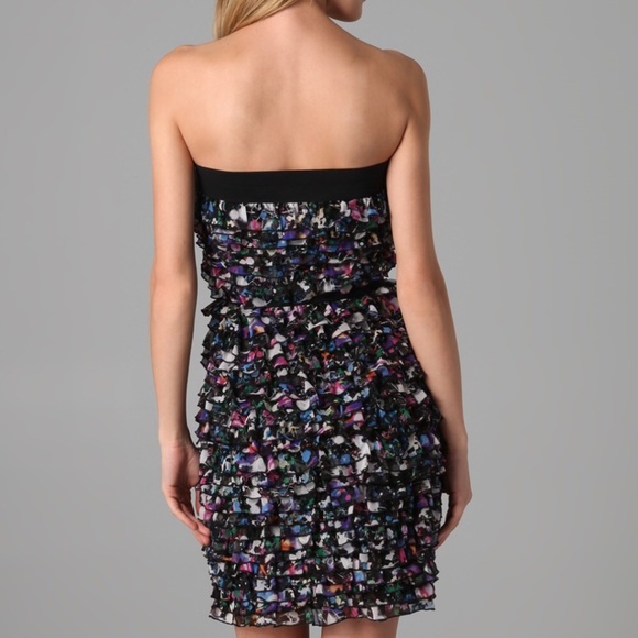 Diane Von Furstenberg Purple Black Strapless Dress - Picture 3 of 11